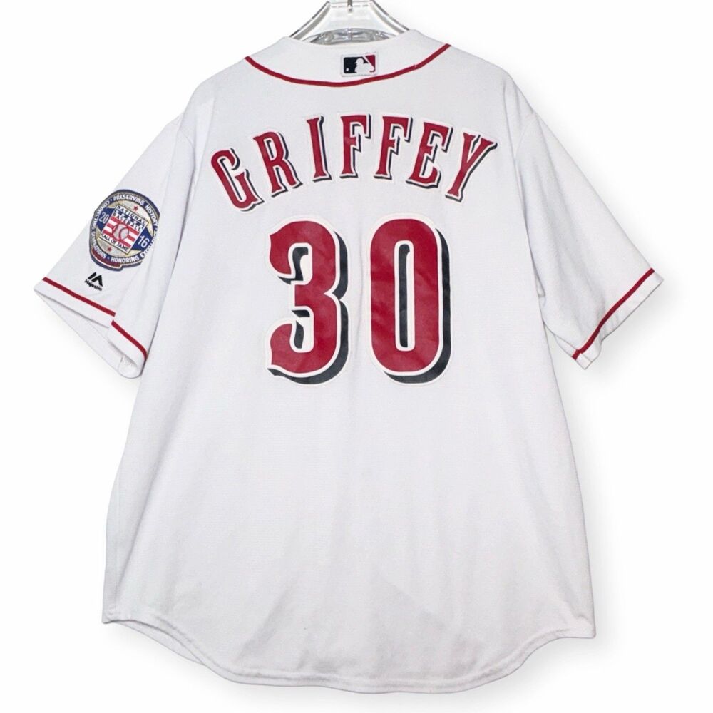 Majestic Cincinnati Reds KEN GRIFFEY JR. Jersey Large Baseball Hall of Fame
